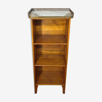 Small Bibus bookcase (or bedside table) with marble top and brass gallery