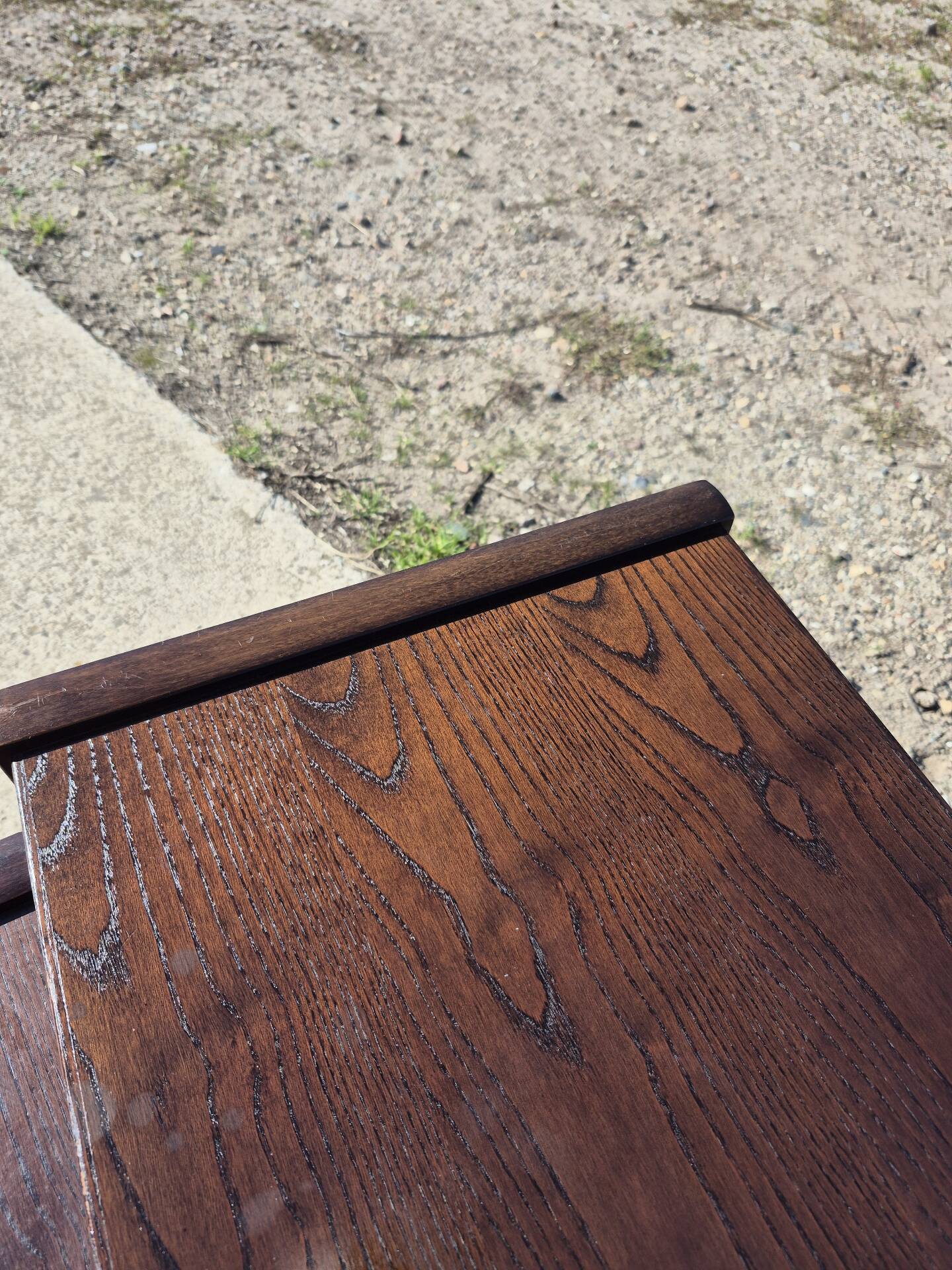 Set 3 vintage dark wooden nesting tables 1970s brutalist