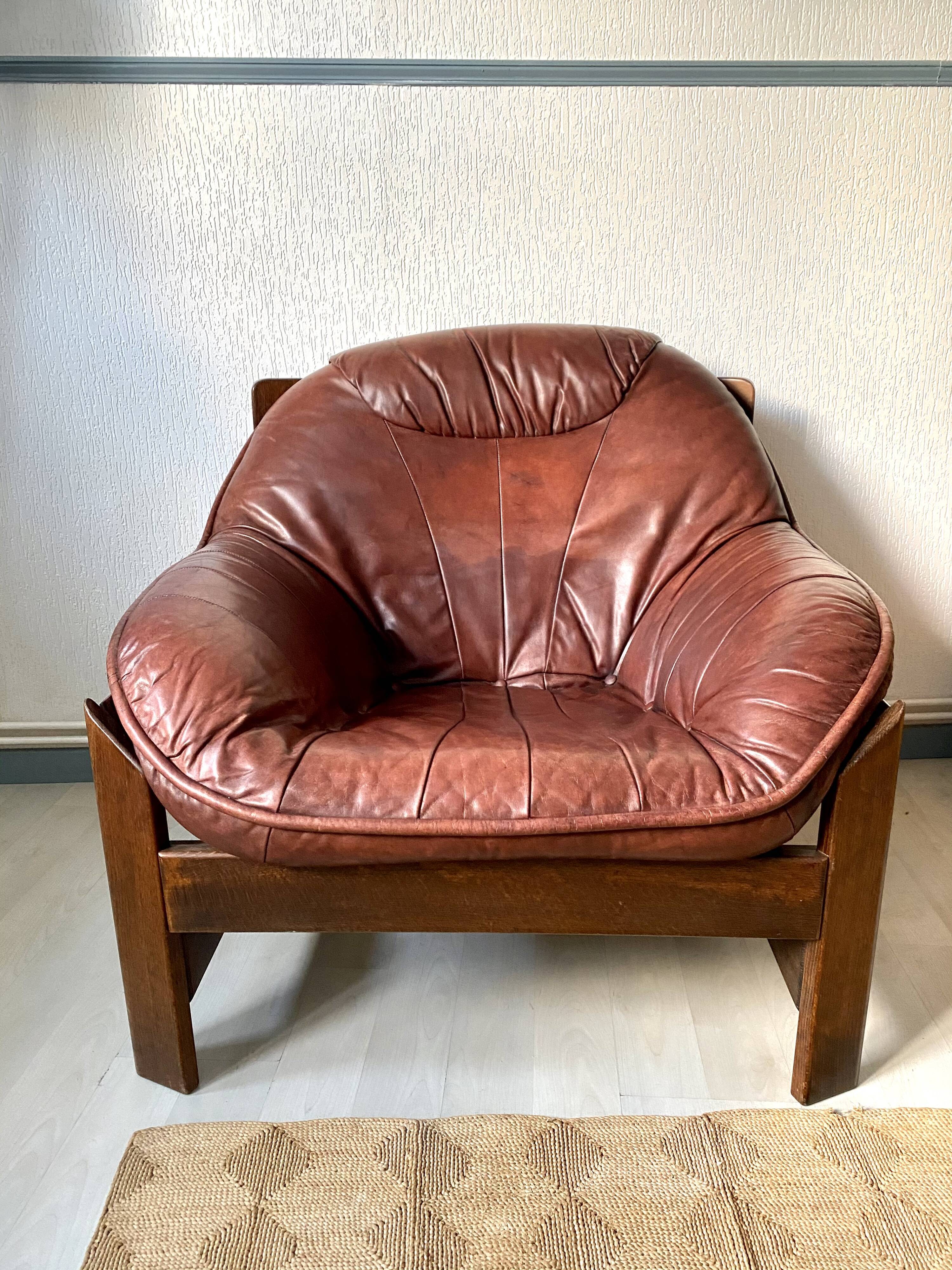 80's leather armchair
