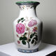 Impressive cracked earthenware vase with polychrome botanical decoration by Wong Lee, 1895, vintage.