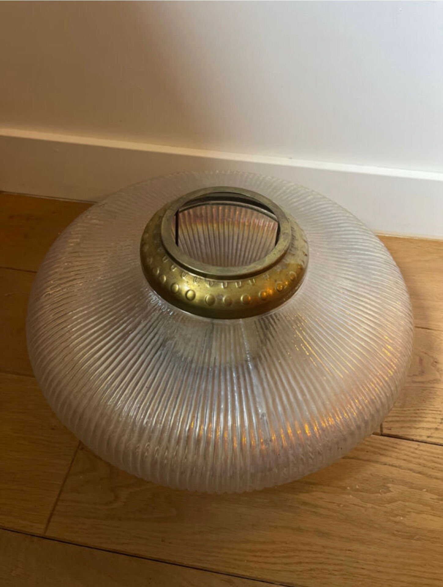 Holophane glass and brass photophore