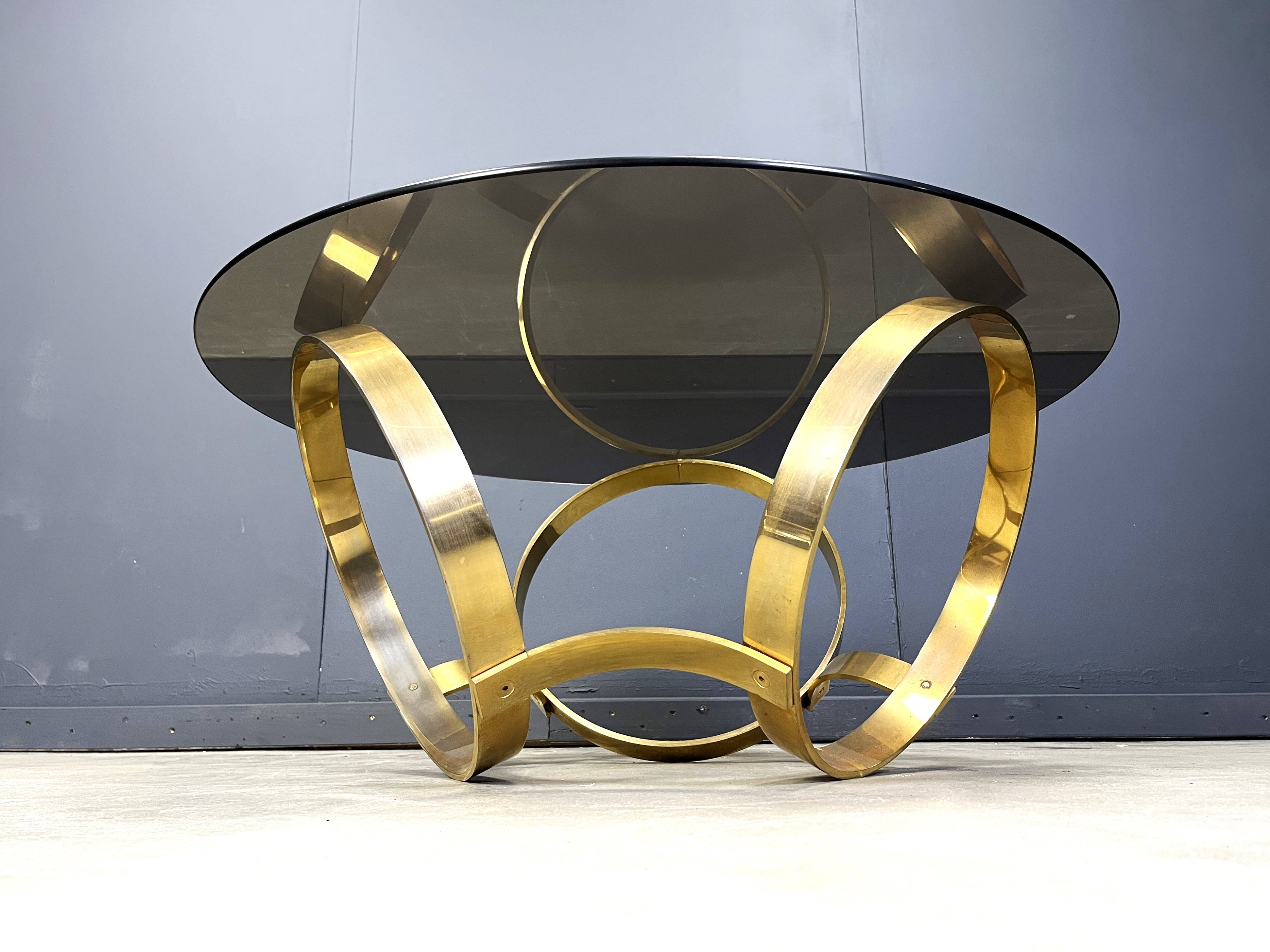 Vintage brass coffee table attributed to Knut Hesterberg, 1970s