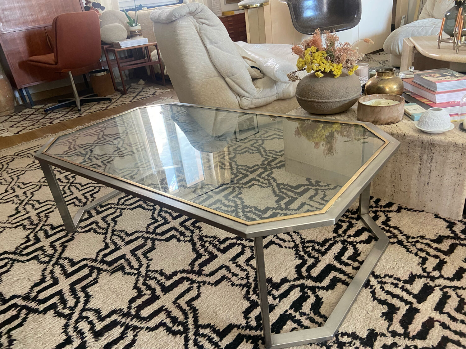 Octagonal coffee table 70s