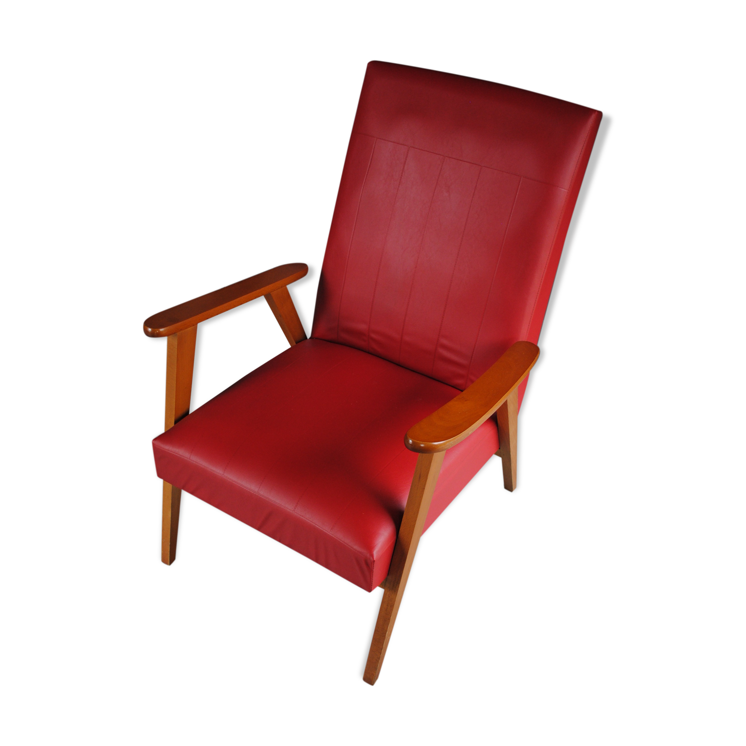 Fauteuil en skaï rouge années 60