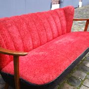 Scandinavian cocktail bi color red couch, 50s 60s