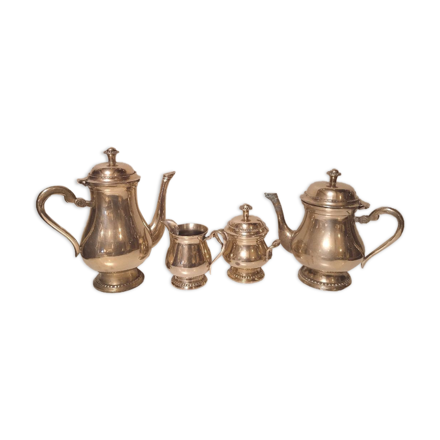 Tea and coffee service 4 pieces brass