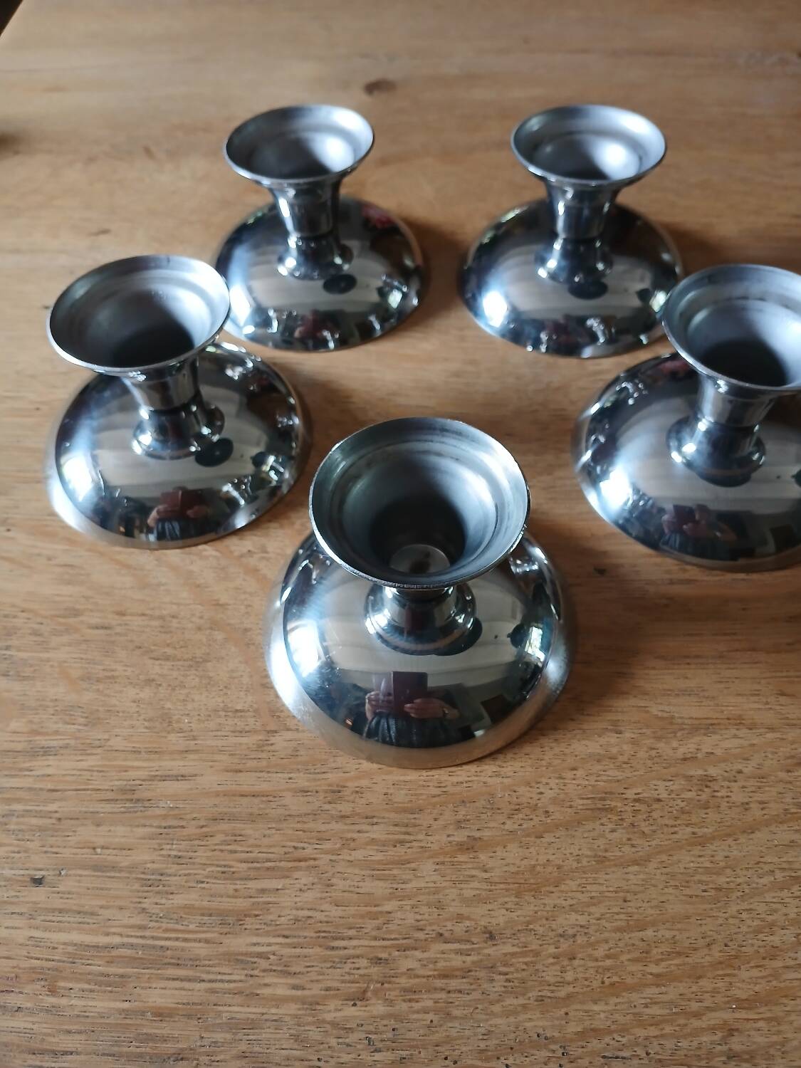 5 antique stainless steel ice cream cups