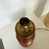 1950s turned oak wood table lamp