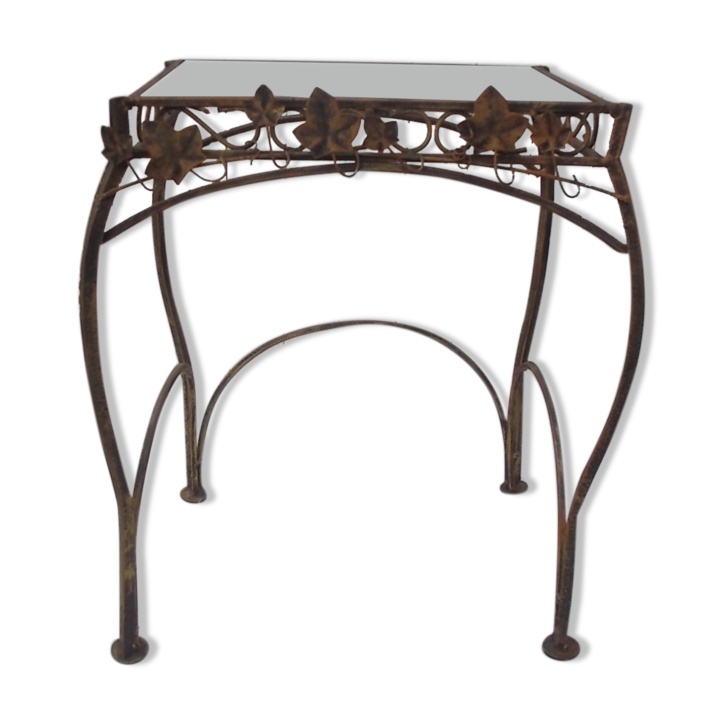 Table d'appoint fer forgé et verre