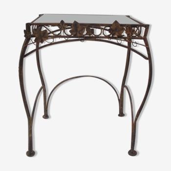 Side table wrought iron and glass