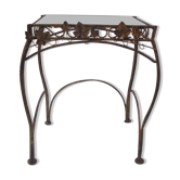 Wrought iron and glass side table