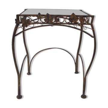 Table d'appoint fer forgé et verre