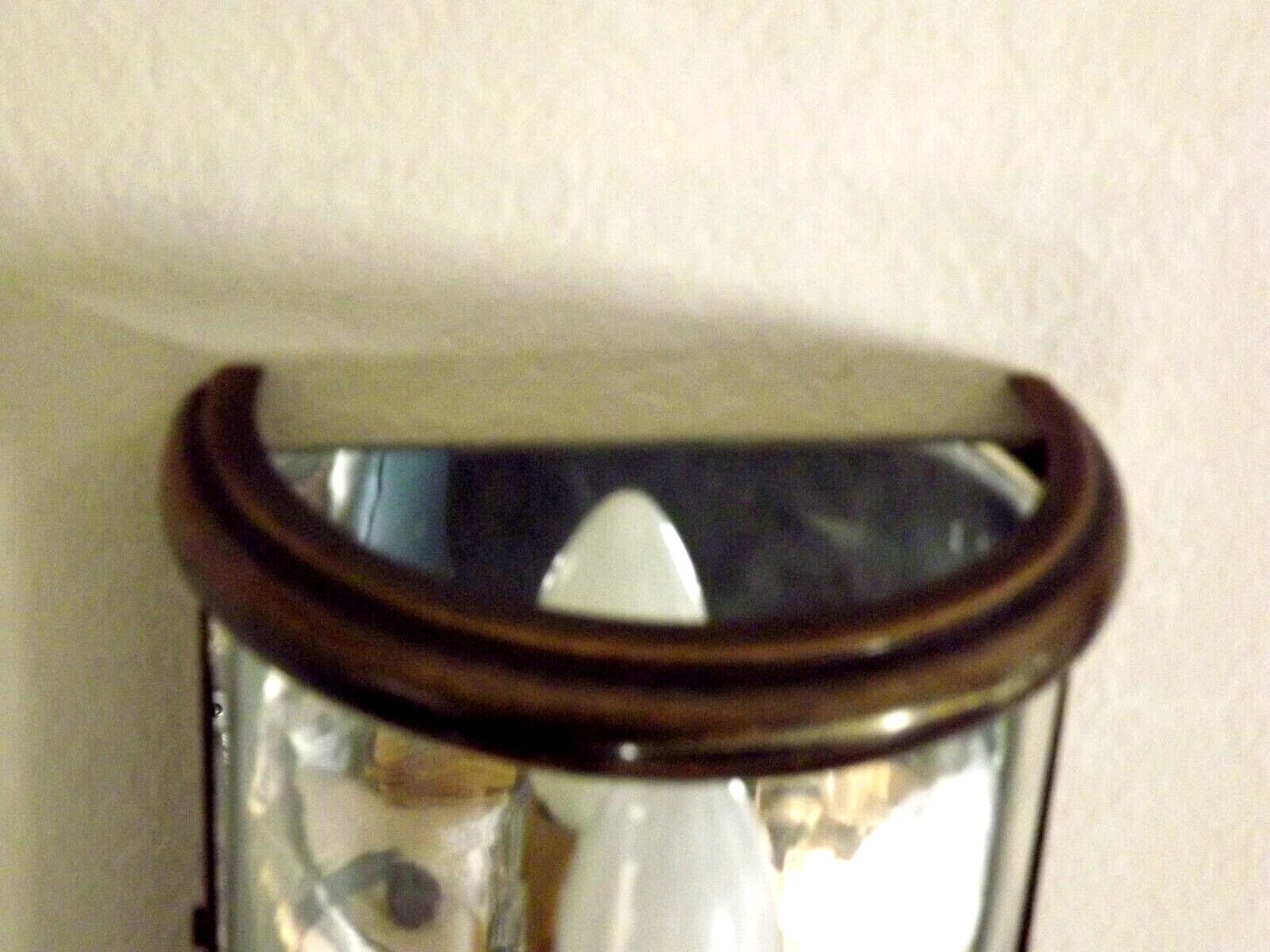 Pair french country brass & curved glass wall lights mirrored back plate 3965