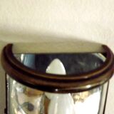 Pair french country brass & curved glass wall lights mirrored back plate 3965