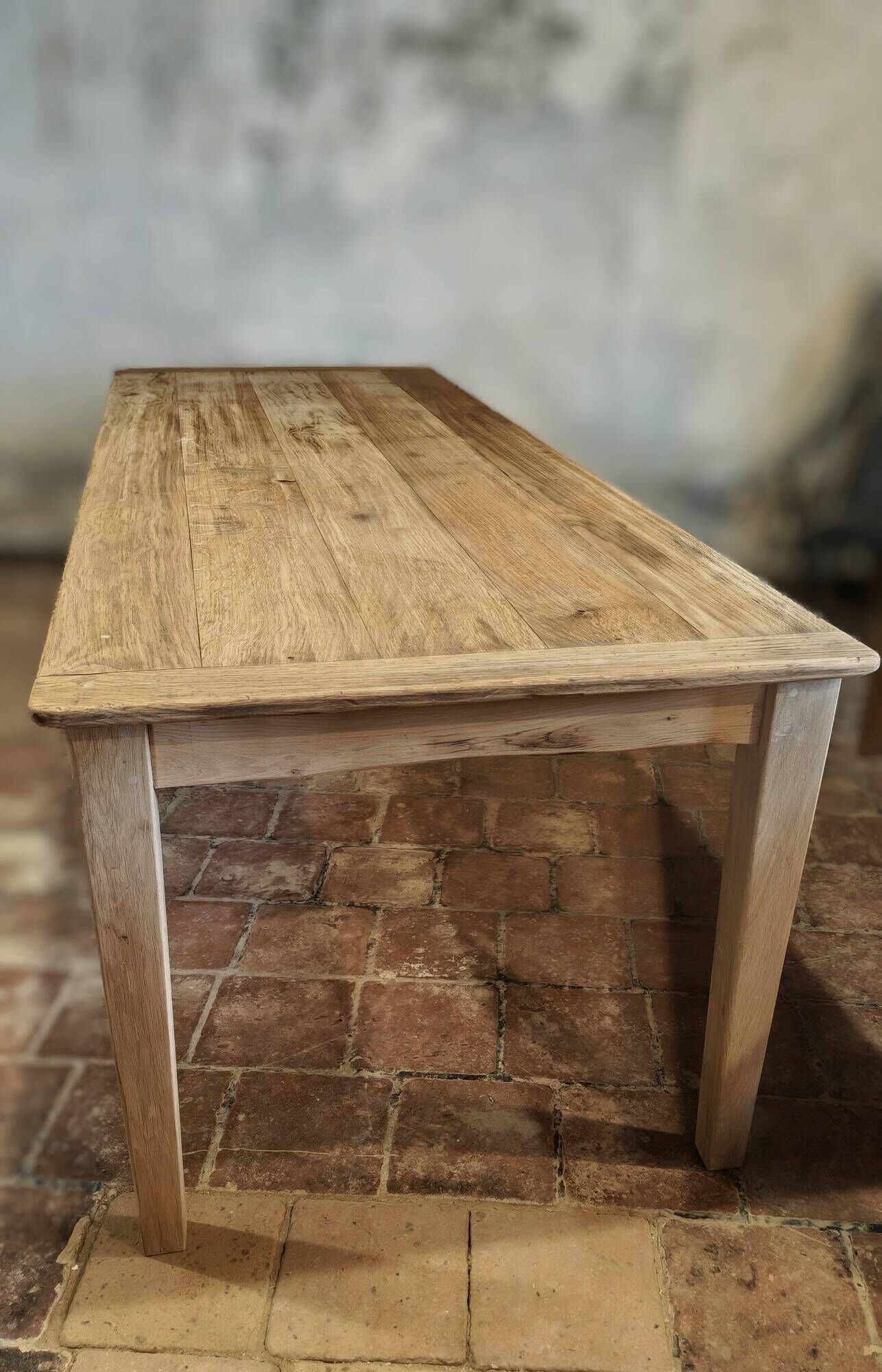 Solid oak farmhouse table "brut" 247x89, top "chocolate oak"