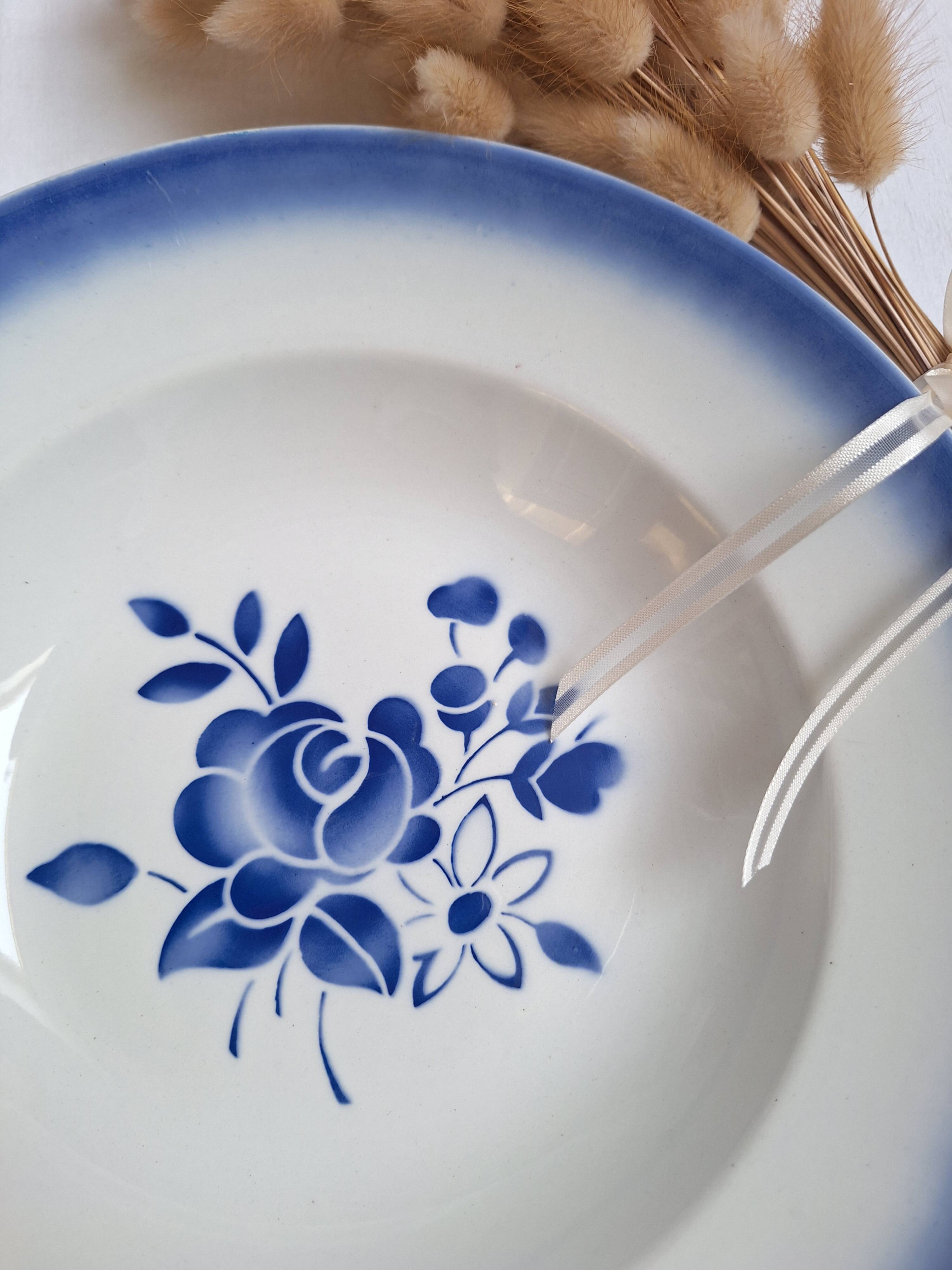 Blue Badonviller Art Deco Deep Dish