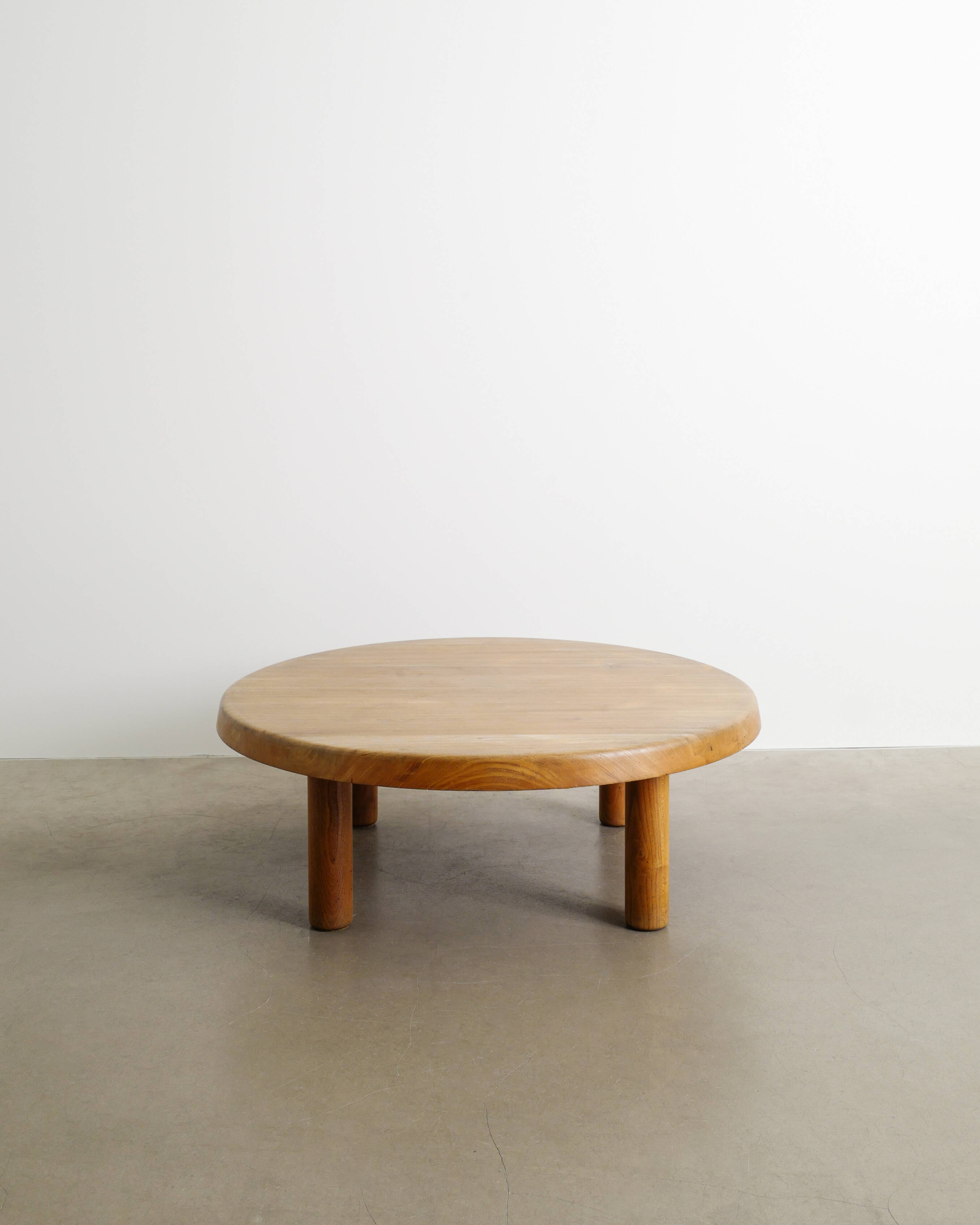 French Mid Century Wooden "T02M" Coffee Table in Elm by Pierre Chapo, 1960