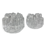 Pair of Sunflower Glass Candlesticks, Göran Wärff for Kosta Boda, Sweden, 1970s