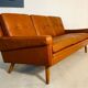 Canapé Svend Skipper vintage danois des années 60 en cuir cognac pour 3 personnes.