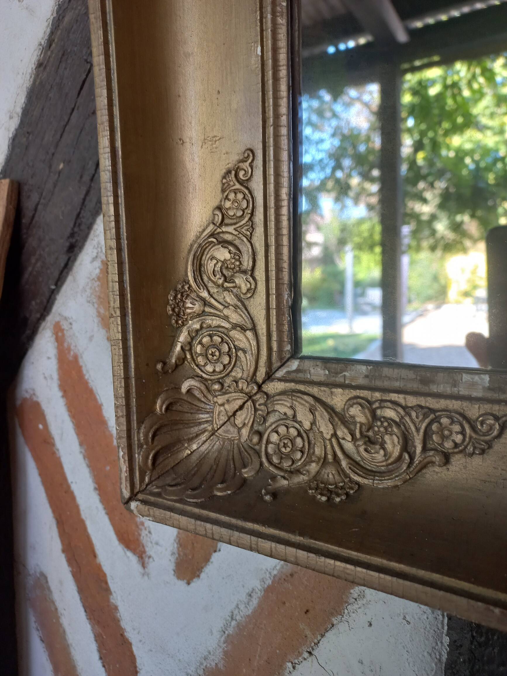 Old gilded wood mirror late 18th century early 19th century