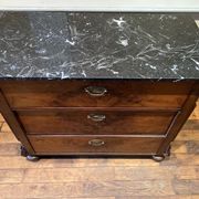 Chest of drawers 3 drawers in walnut top marble style Louis philippe