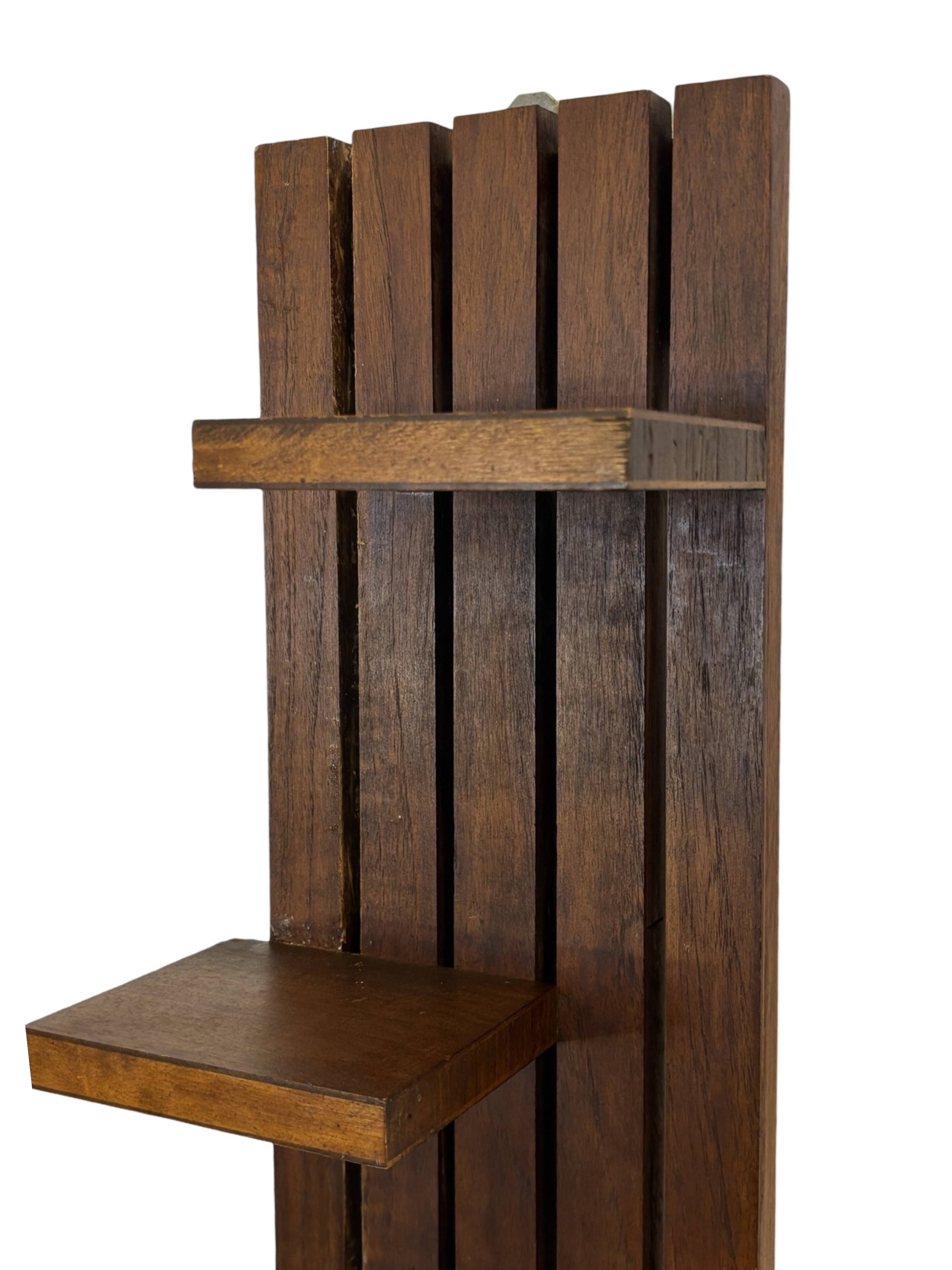 vintage wall shelf plant support, decoration oak wood