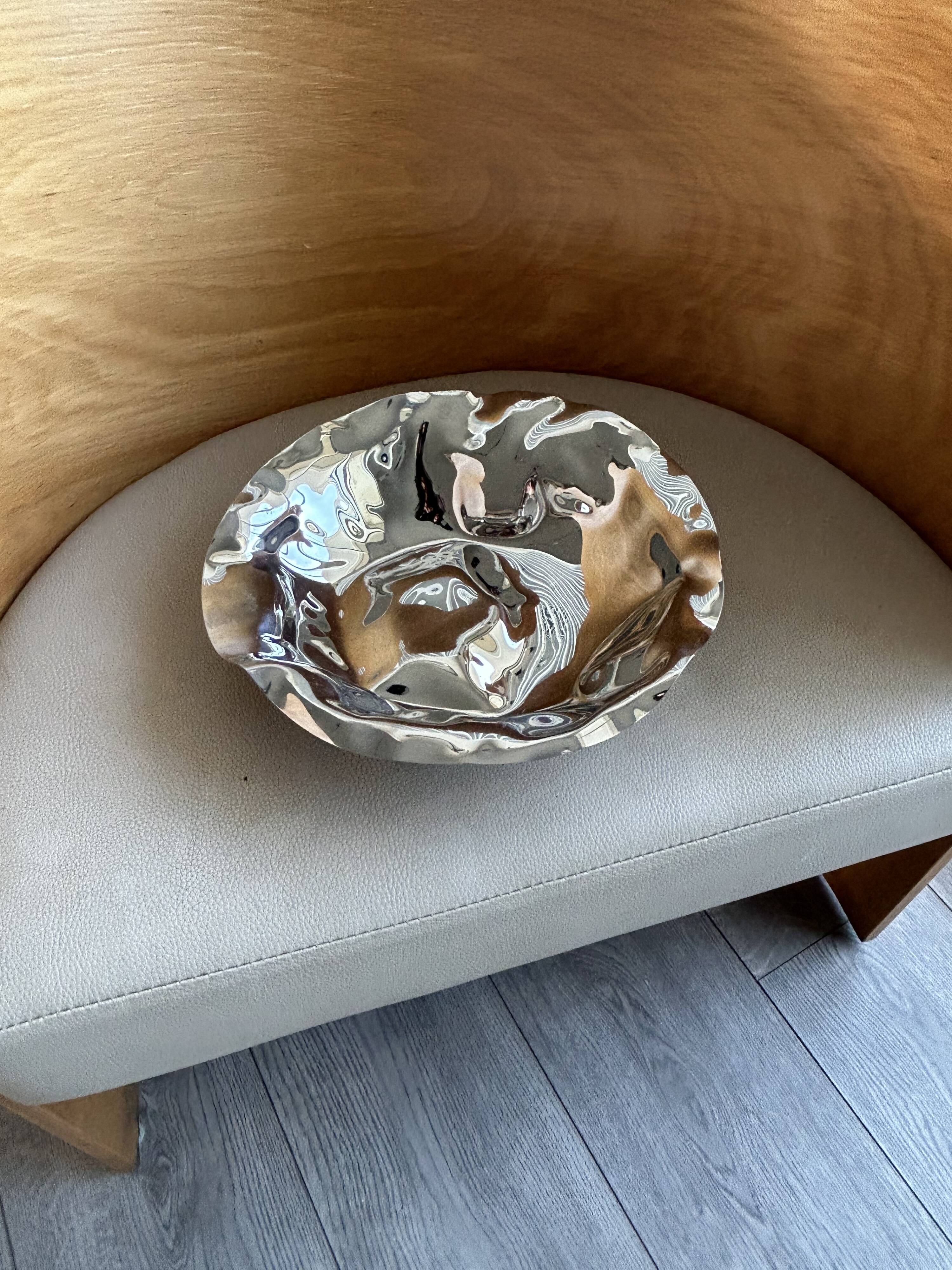 Stainless steel fruit basket / salad bowl - Alessi (Sarrià basket)