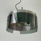 Suspended lamp in green glass and chrome, 1960s, Italy