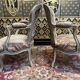 Pair of Louis XV style cabriolet armchairs in genoa velvet