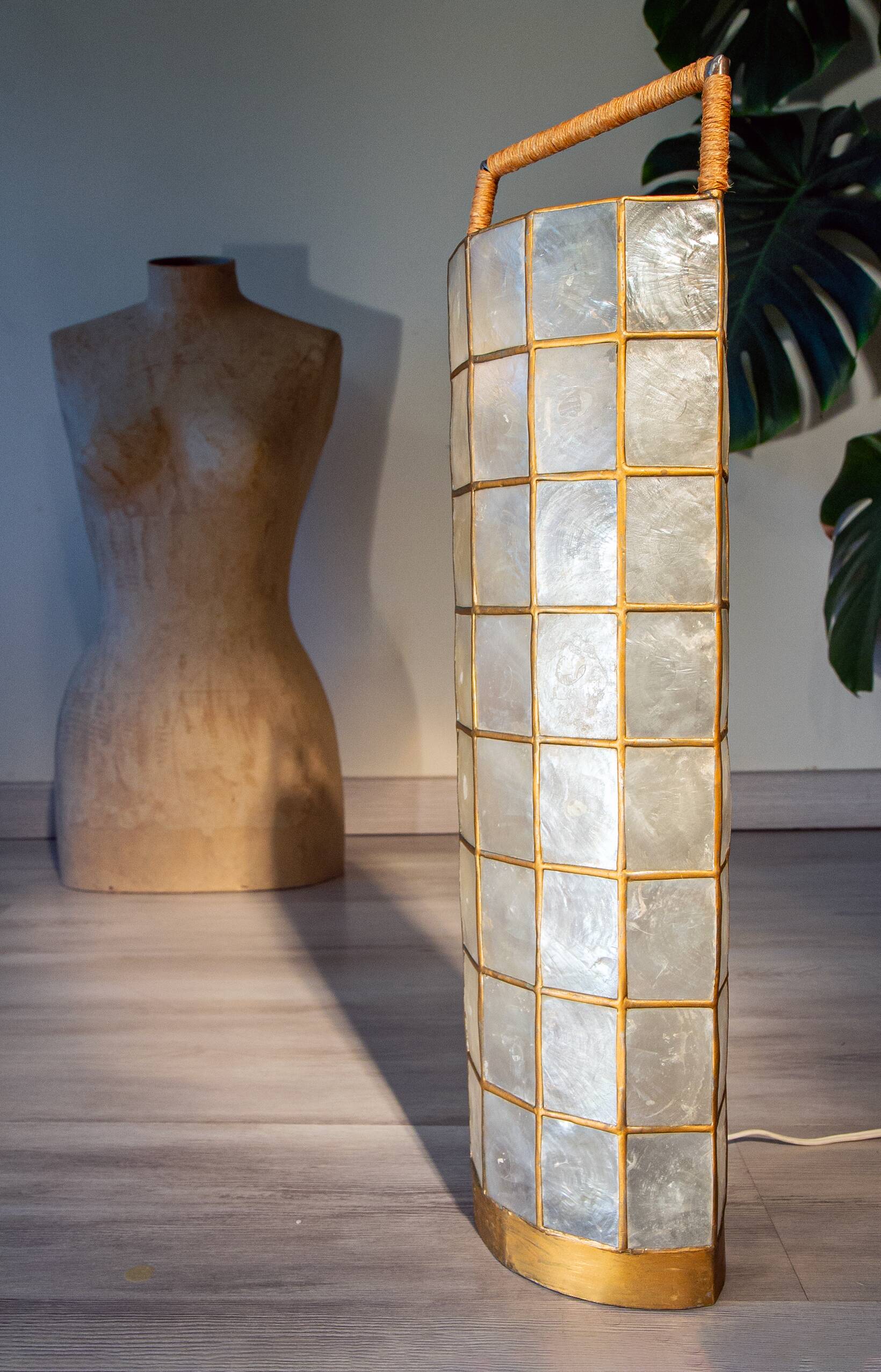 1960s lamp made of Capiz shell.