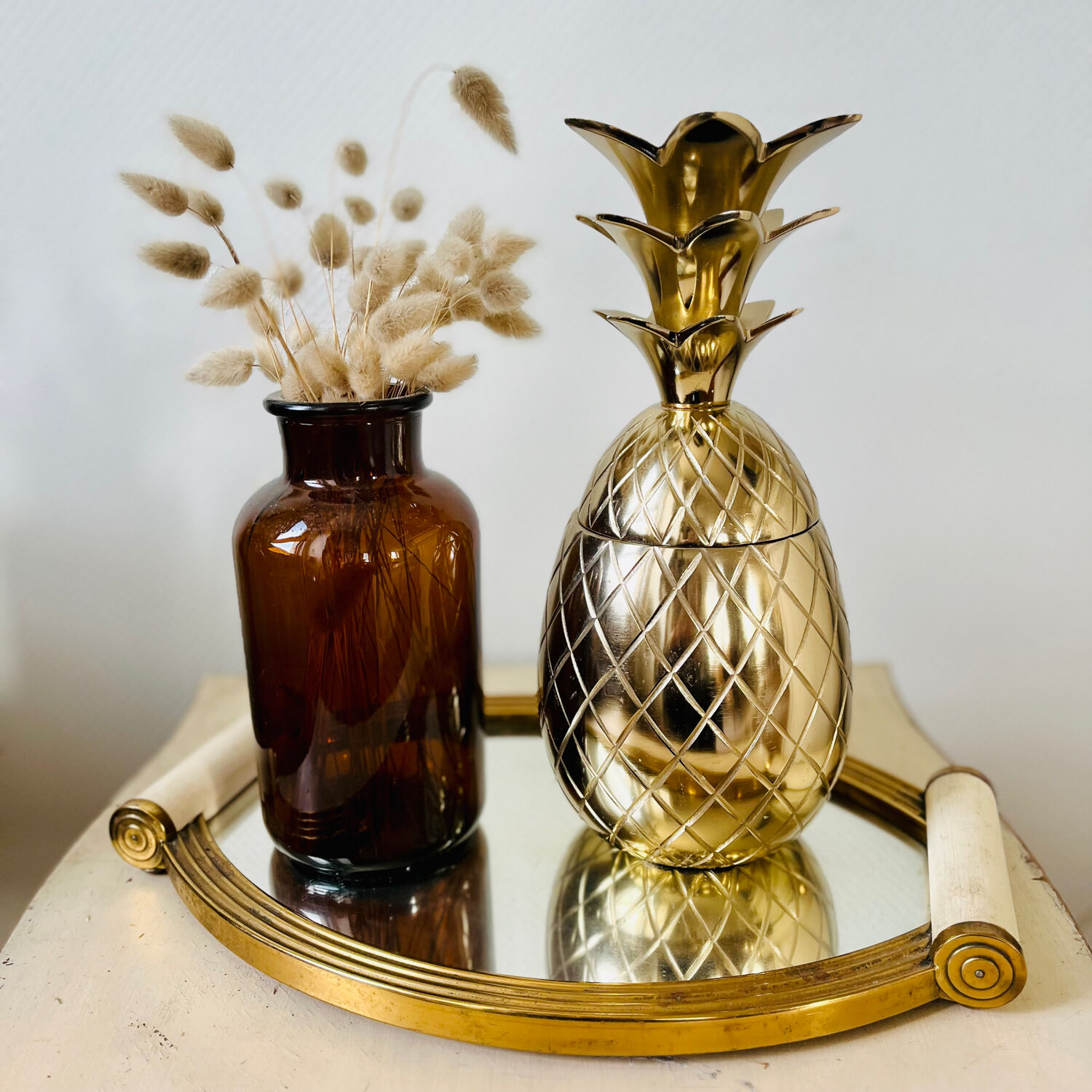 Plateau miroir doré Art Deco
