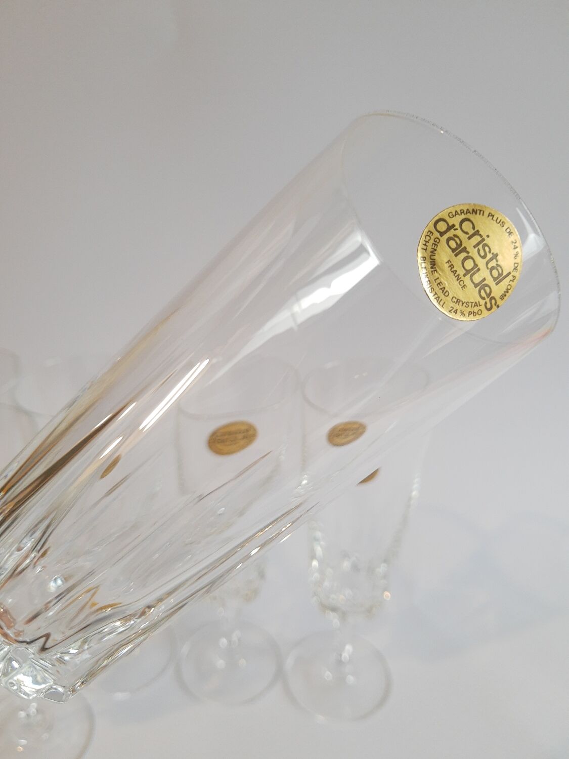 Set of 6 Cristal d'Arques 16cl Versailles vintage champagne flutes