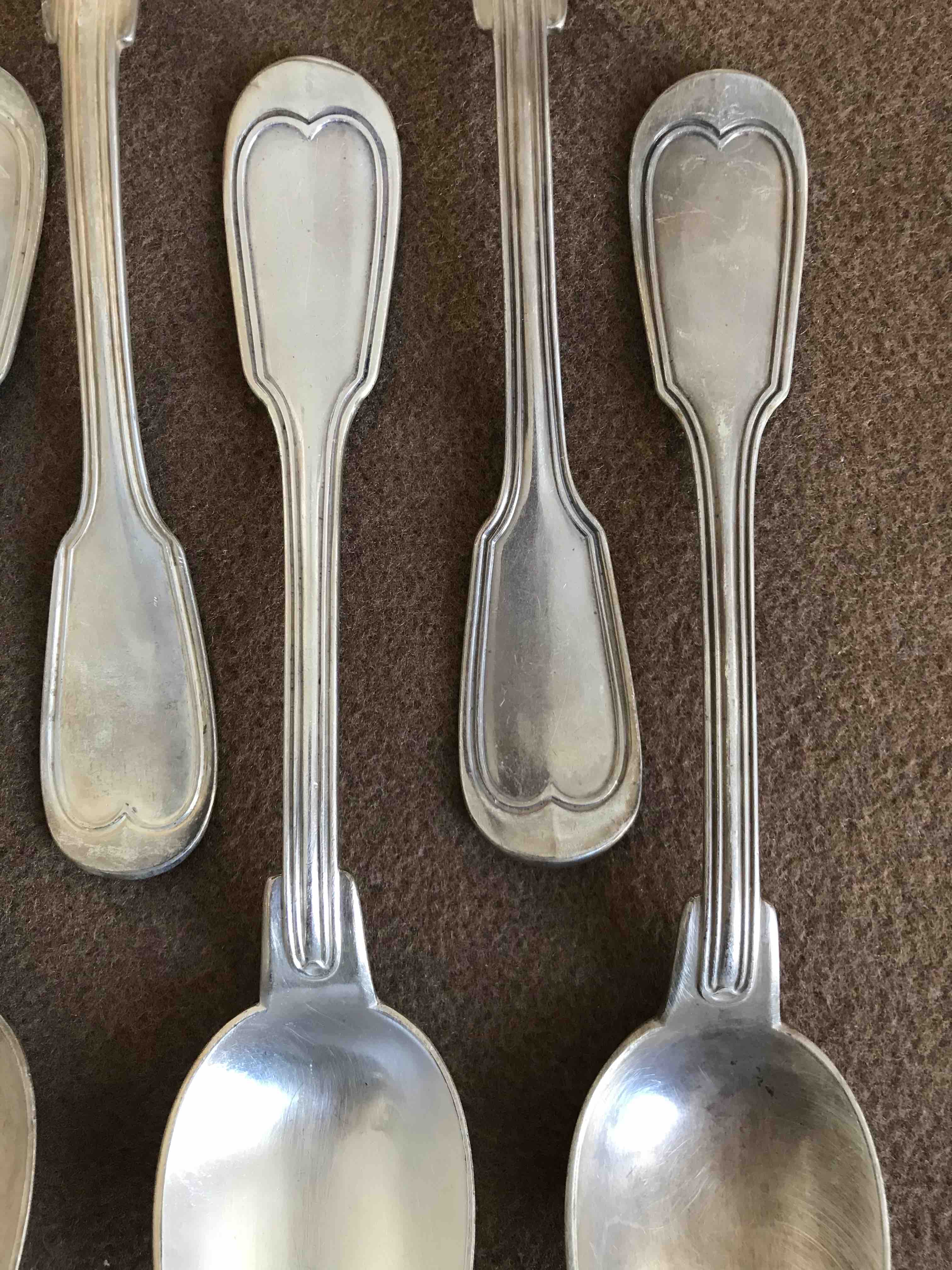 Lot 12 tablespoons in silver metal Cailar & Bayard goldsmith