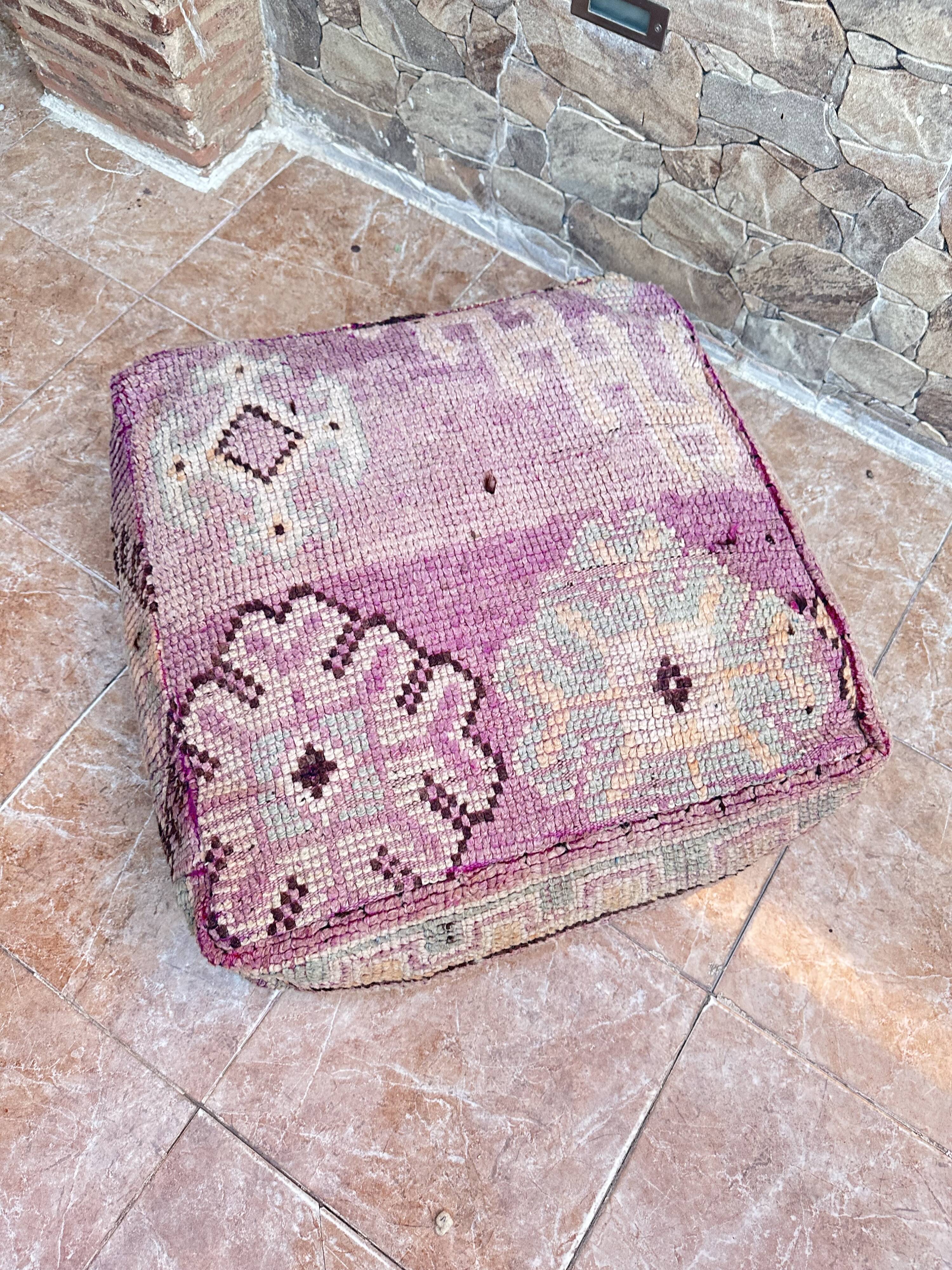 Handmade Berber Kilim pouf, floor cushion