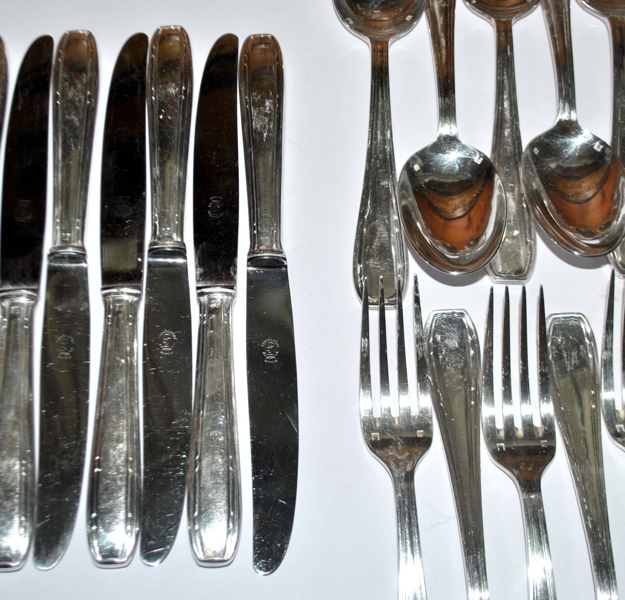 LCF set of 36 silver cutlery for starters and desserts, 1950s design Le Couvert Français