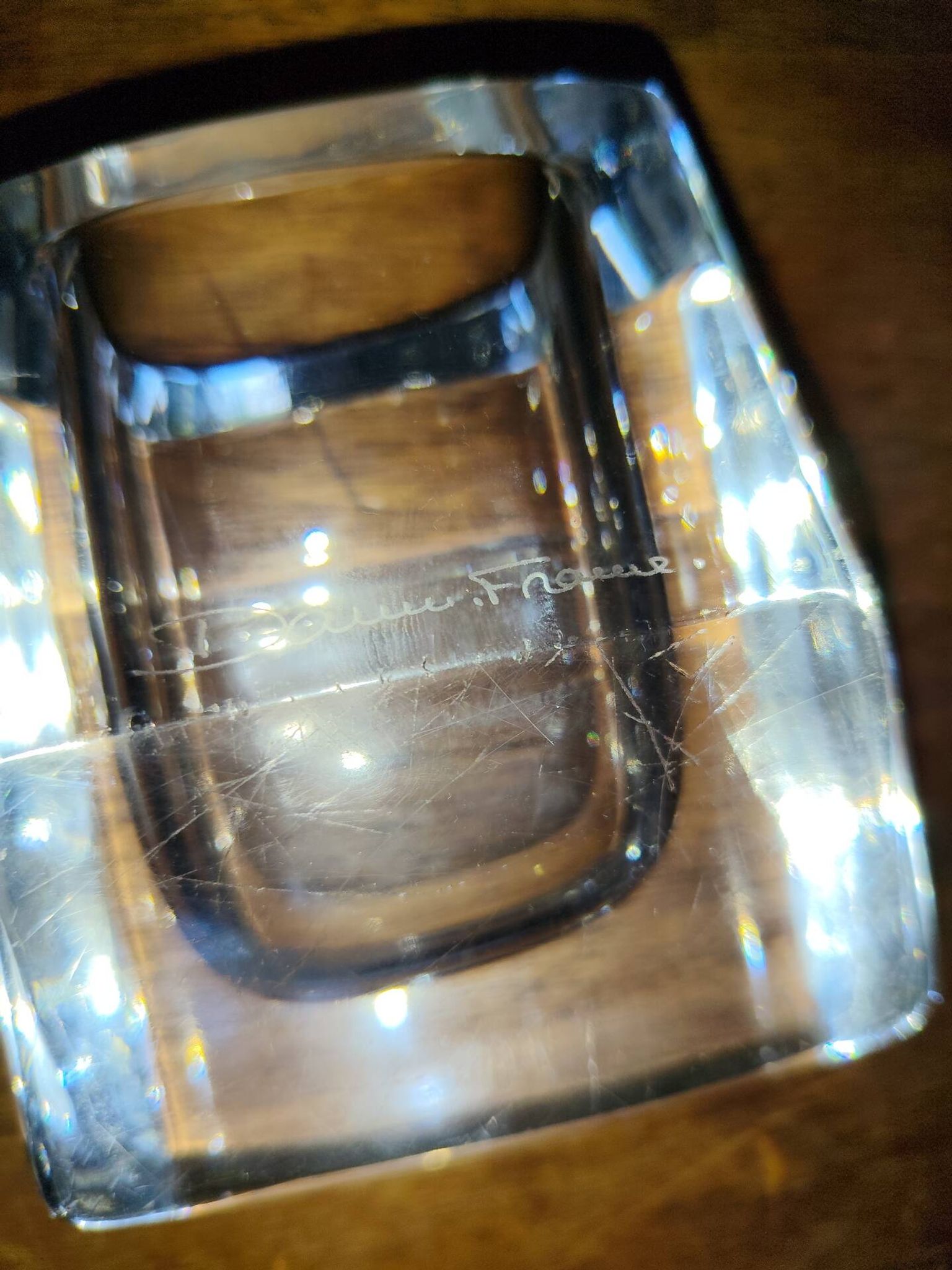 Crystal Daum ashtray pen holder tray
