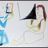Lithograph Pablo Picasso Drawings by Vallauris plate V 1954