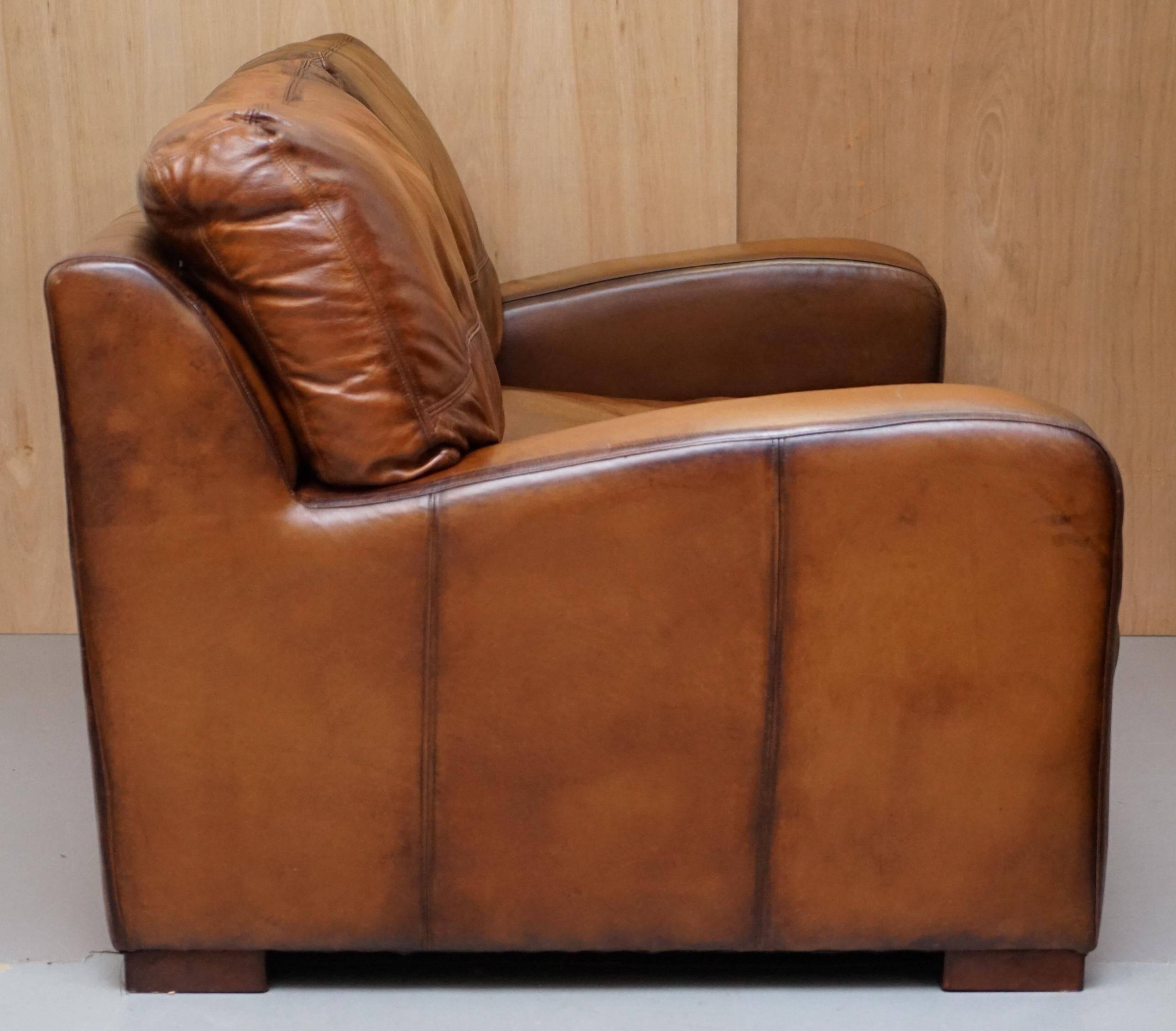 Hand-dyed leather vintage-style sofa