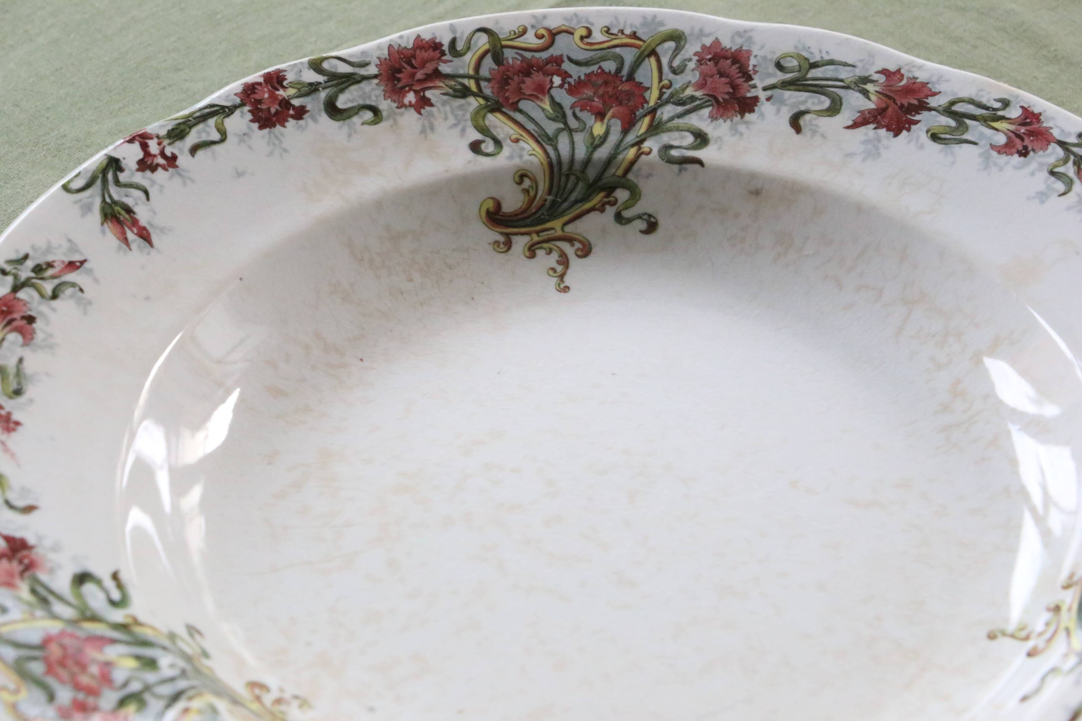 Soup plates x4, Onnaing, Guirlande model, 19th century