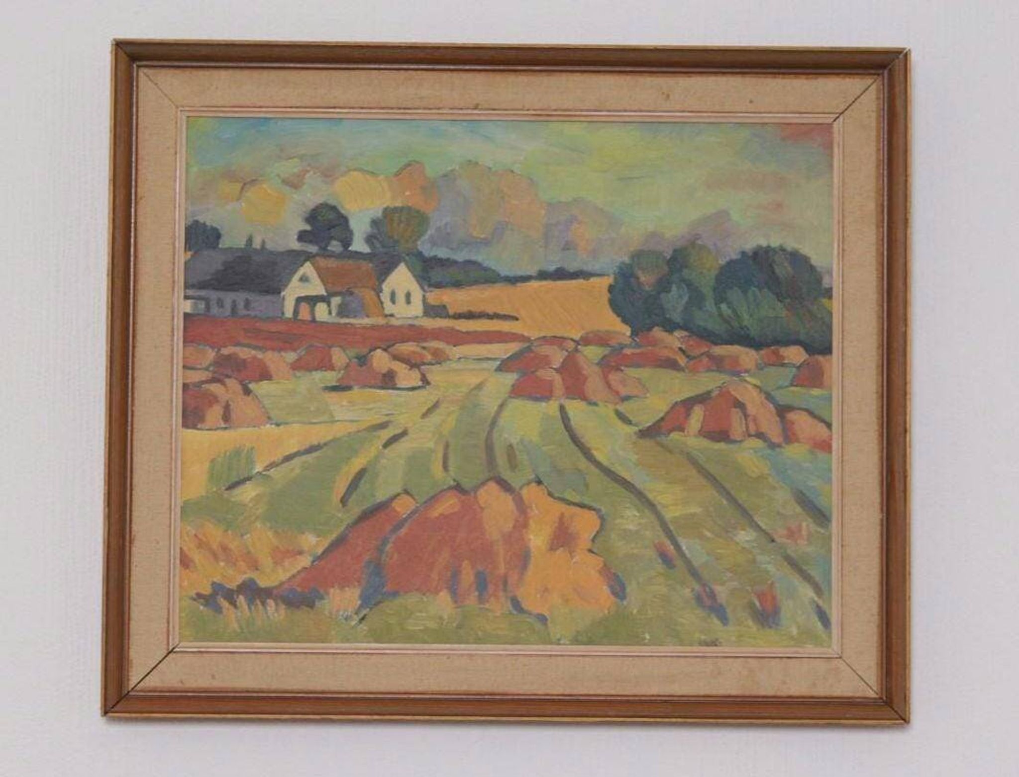 Huile sur toile originale suédoise – “Landskap” – Vintage et encadrée
