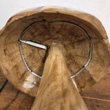 Hand-carved oak table lamp in the shape of a mushroom