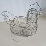 Egg basket chromed metal wire, chicken-shaped,