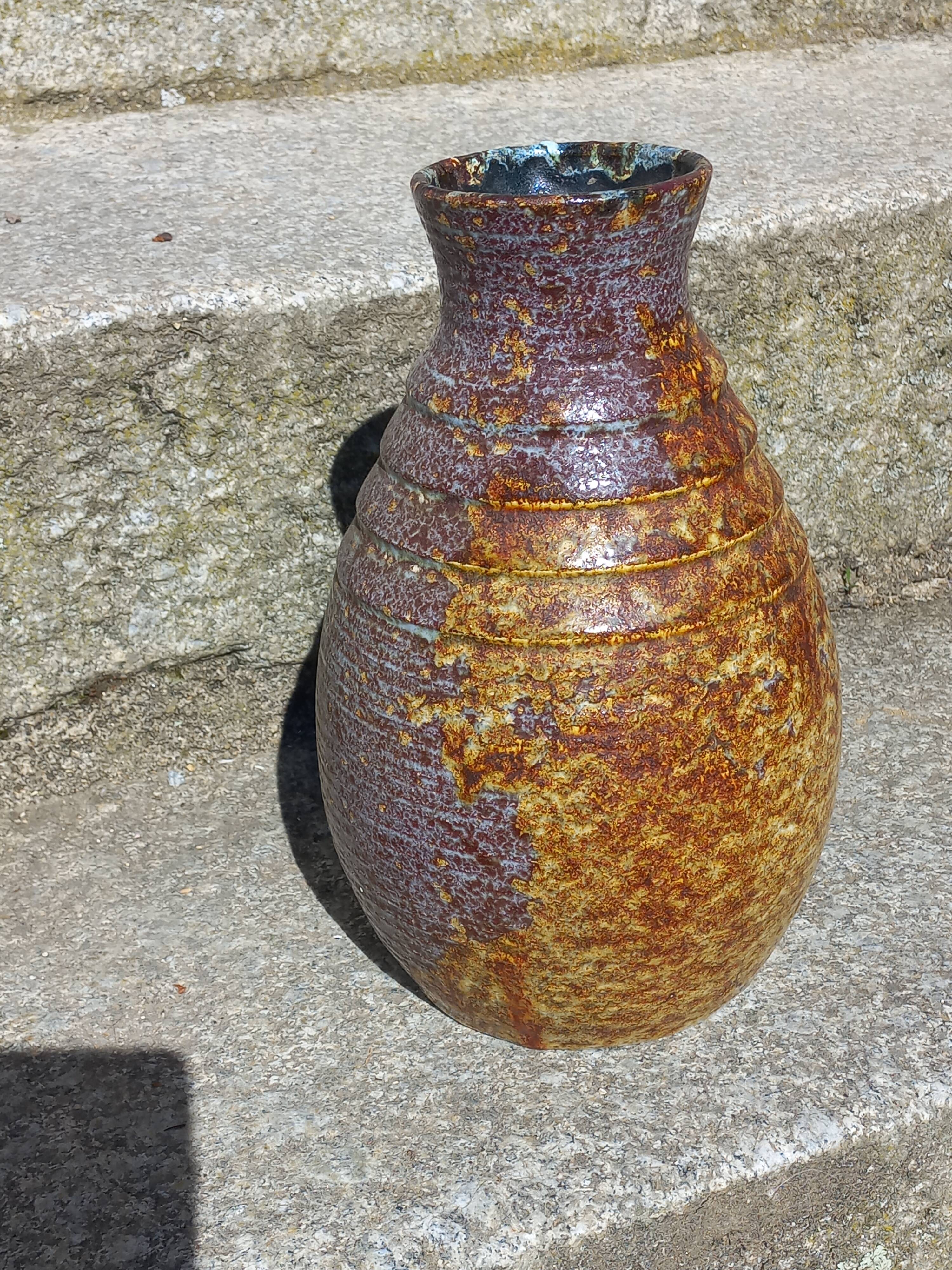 Ceramic vase from Accolay, 27cm, from the 1970s.