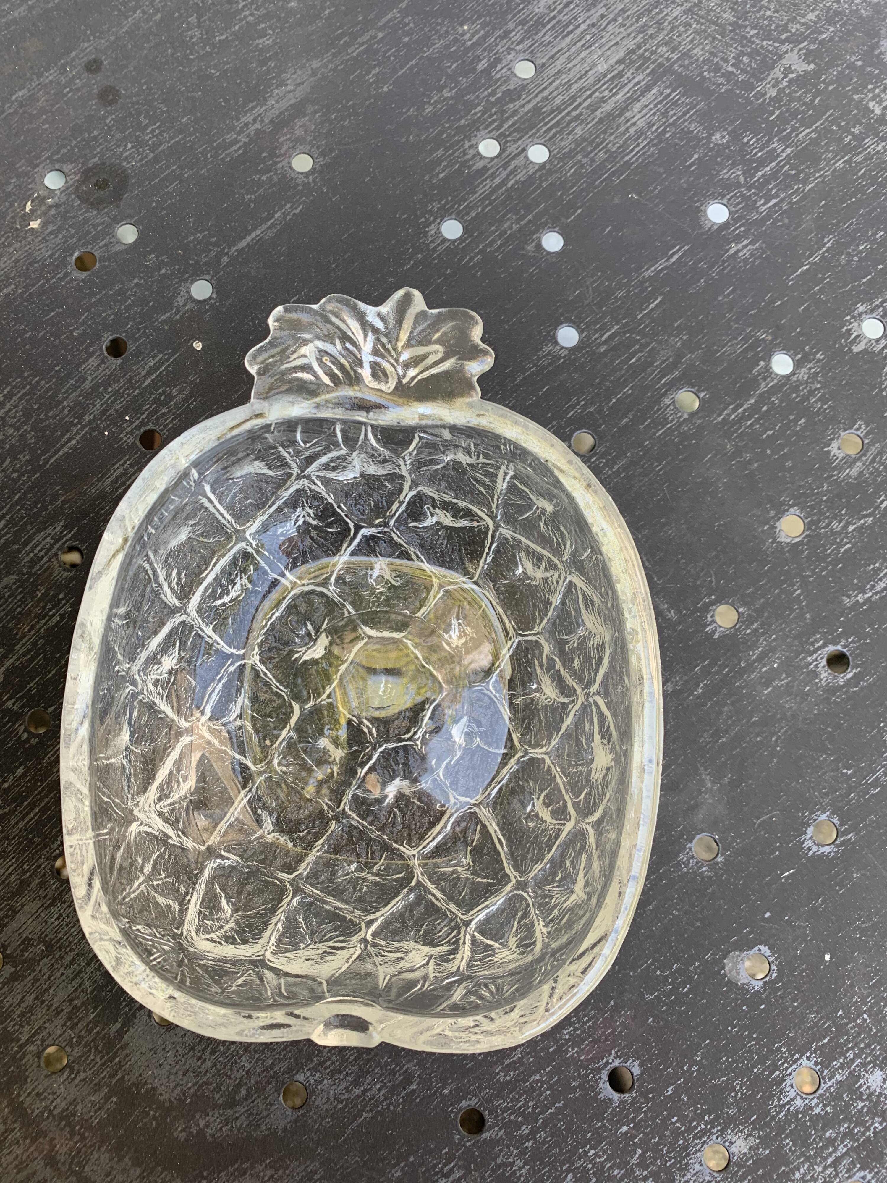 5 vintage transparent molded glass pineapple cups