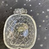 5 vintage transparent molded glass pineapple cups