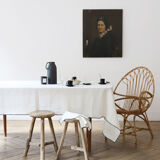 White linen tablecloth and towels