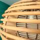 Portuguese mid century modern beige bamboo hanging lamp 1960s