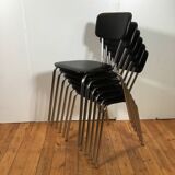 vintage chromed tubular steel stackable dining chairs
