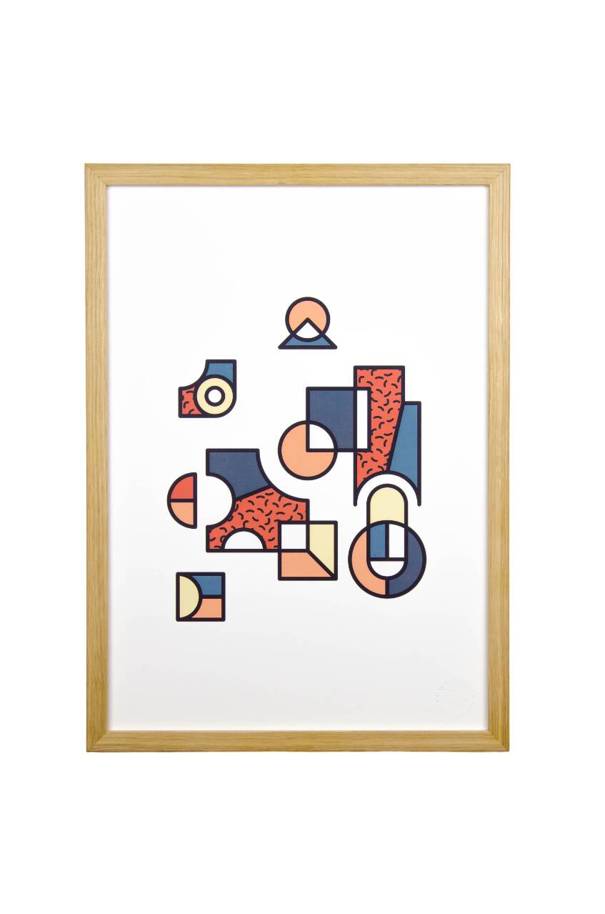 Illustration - Affiche A3 abstraite géométrique graphique colorée numérotée #008