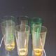 Set of 6 coloured vintage juice glasses in very good condition.